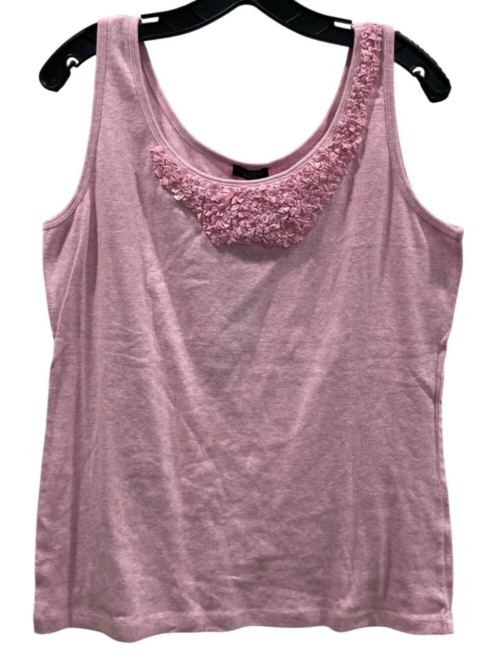 Talbots Cotton Applique Tank Top Pink L Feminine Boho Barbiecore Casual Indie